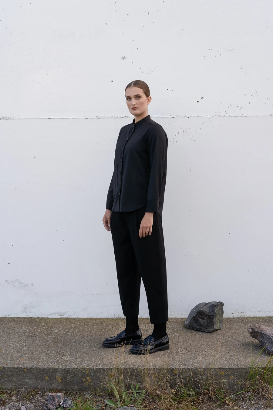 Pleated Trousers - Black (brushed cotton)