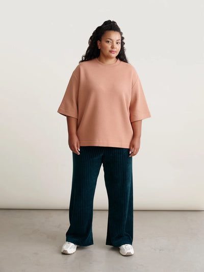 Velour Rib Pants - Dark Sea