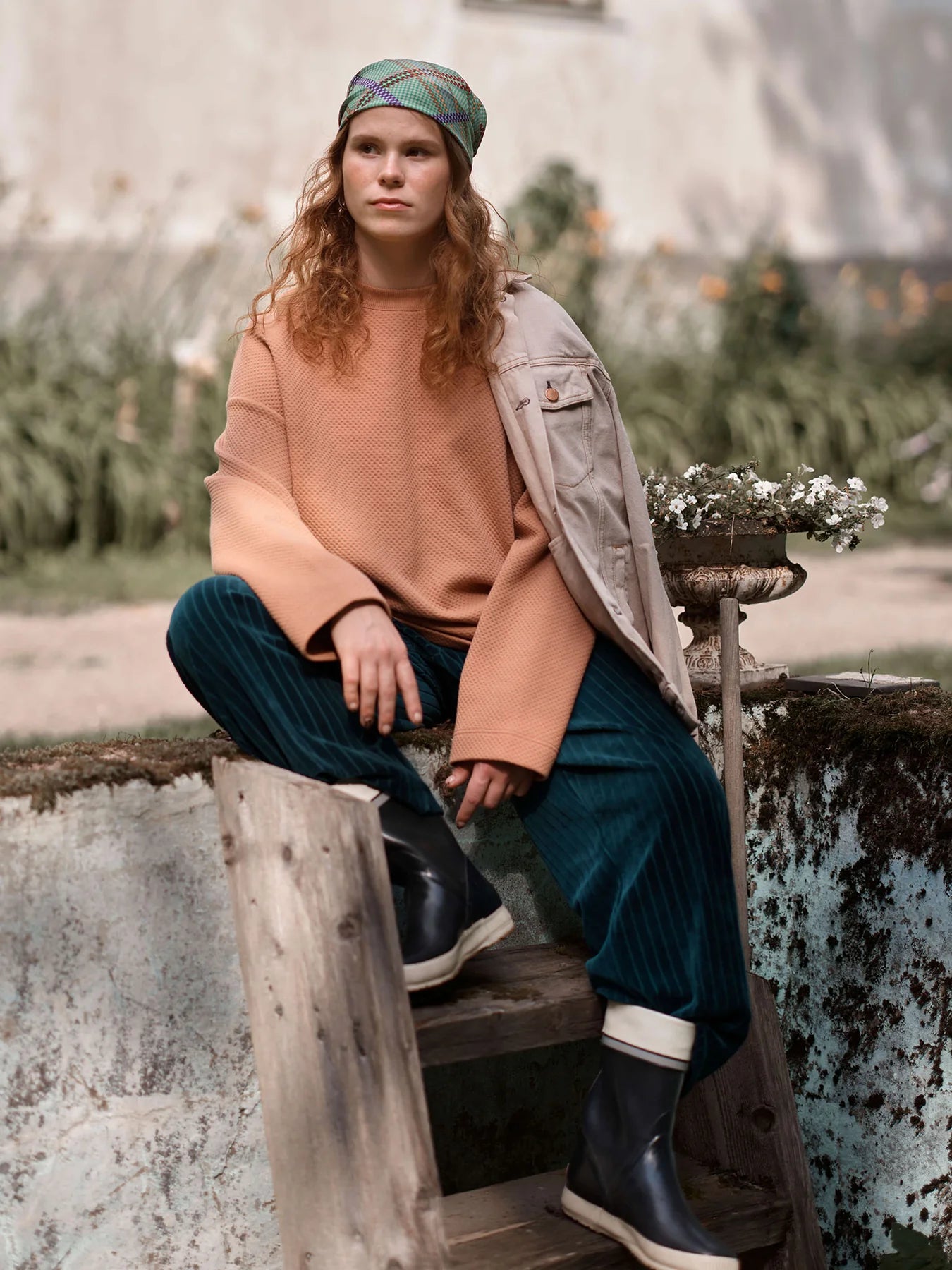 Velour Rib Pants - Dark Sea