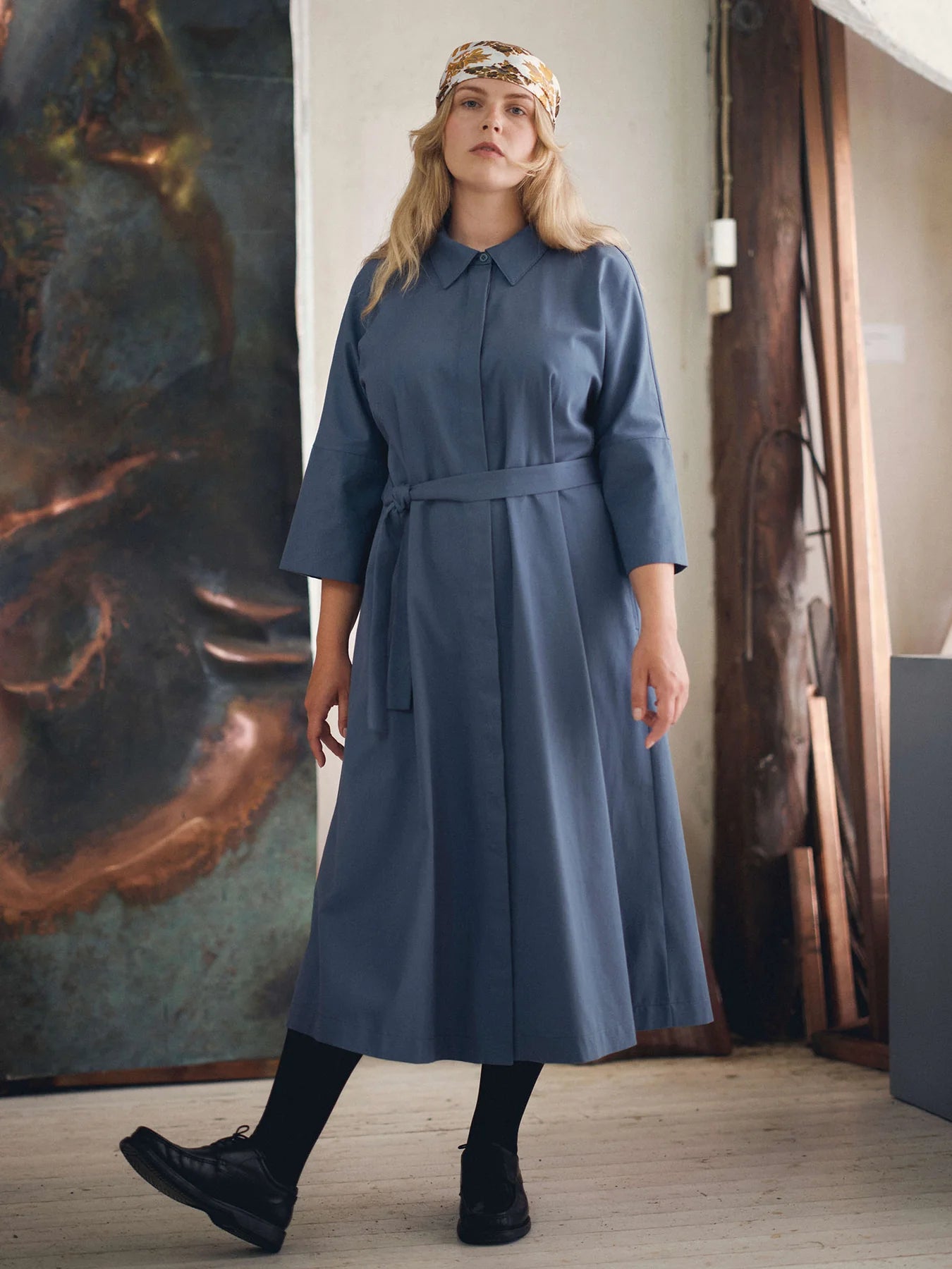Ellie Twill Dress - Vintage Indigo