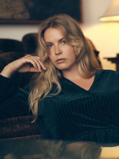 Velour Rib Dress - Dark Sea