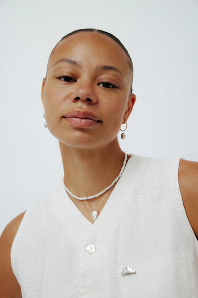 Classic Aida Mini Pearl Necklace - Silver