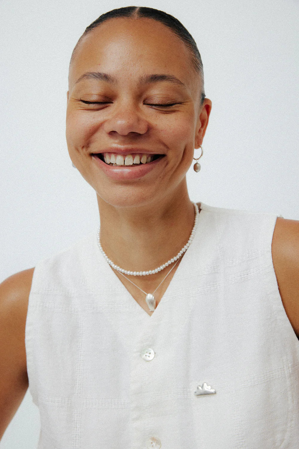 Classic Aida Mini Pearl Necklace - Silver