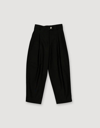 Pleated Trousers - Black (brushed cotton)