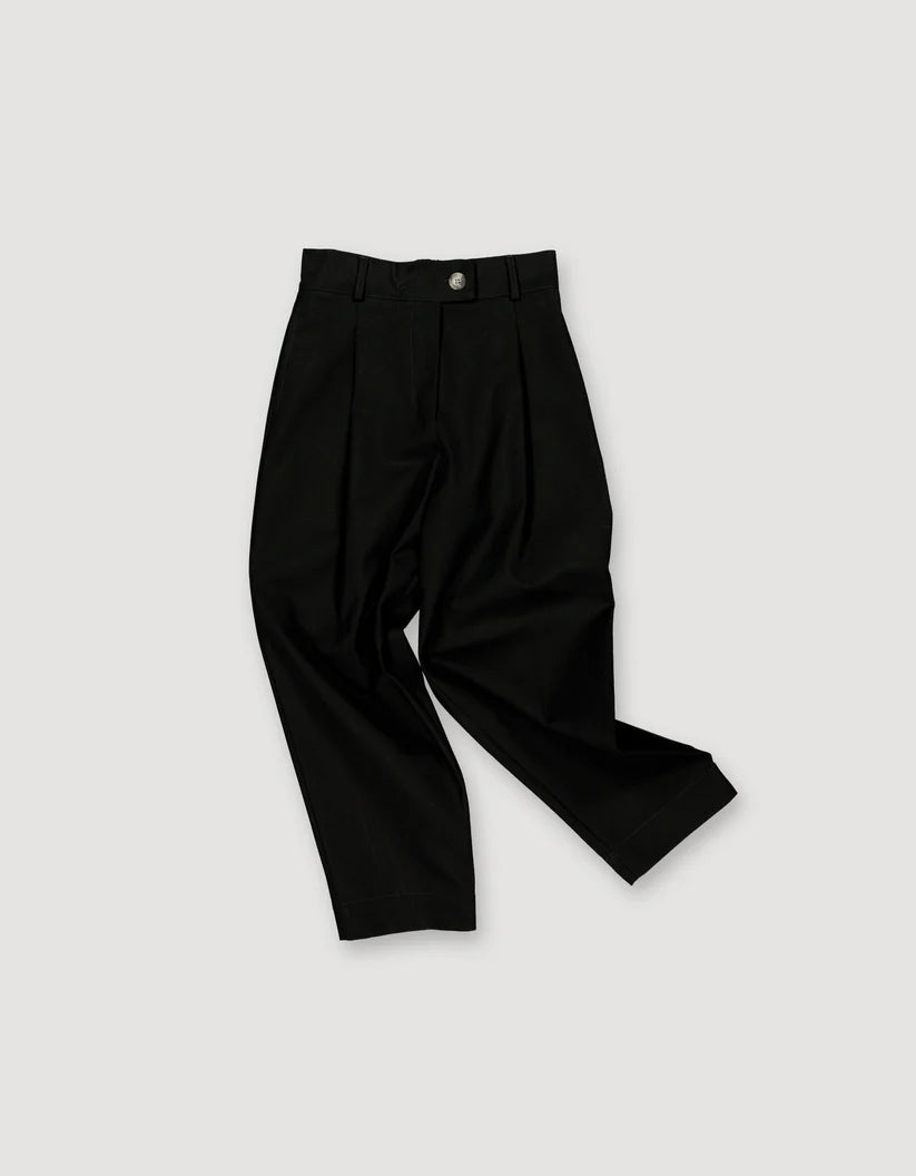 Pleated Trousers - Black (brushed cotton)