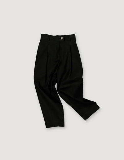 Pleated Trousers - Black (brushed cotton)