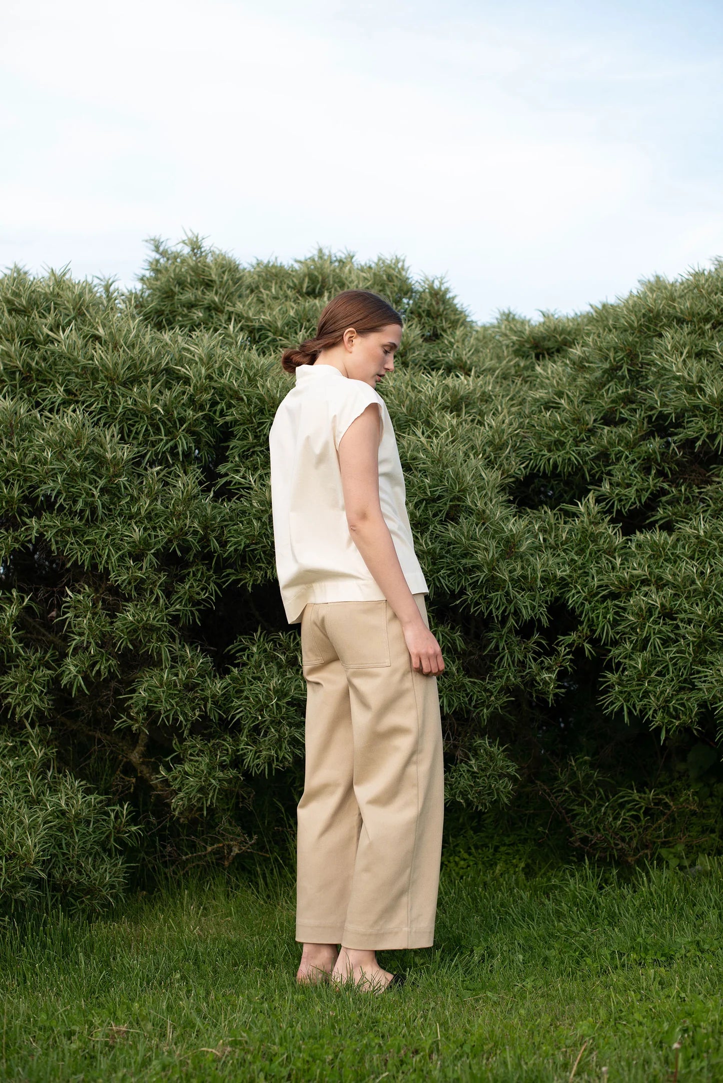 Loose Twill Trousers - Beige