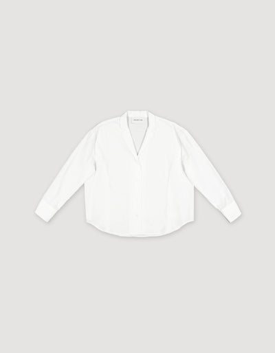 V-Neck Cotton Shirt - White