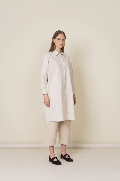 Pleated Pull On Trousers - Beige Herringbone