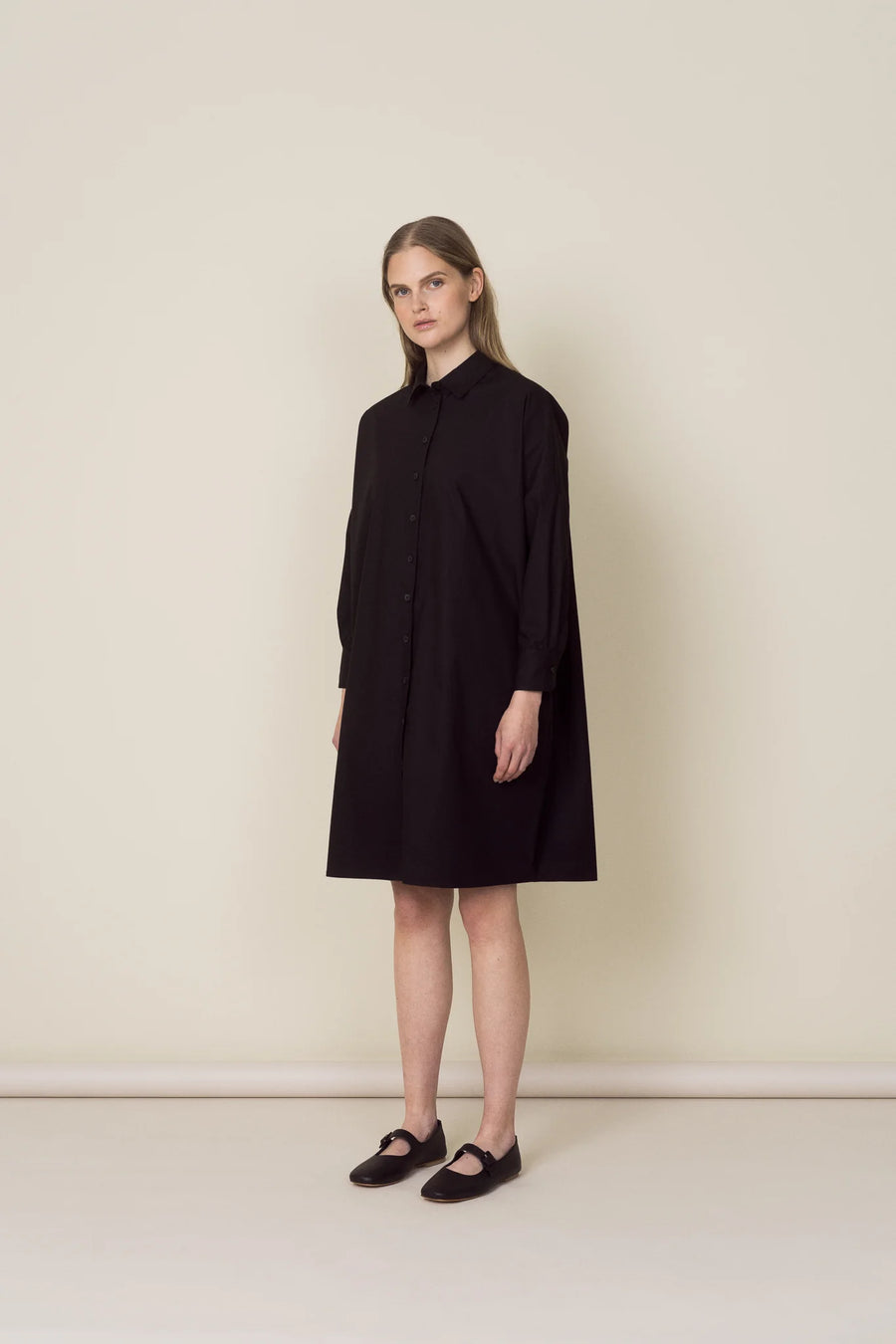 Relaxed Shirt Dress - Black