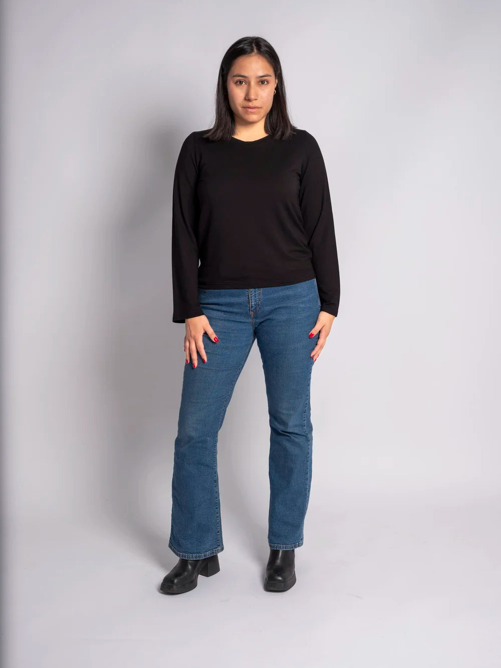 Classic Crewneck Pitkähihainen T-Paita - Black