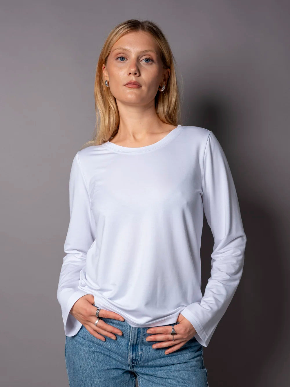 Classic Crewneck Pitkähihainen T-Paita - White