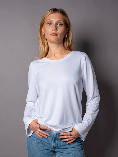 Classic Crewneck Pitkähihainen T-Paita - White