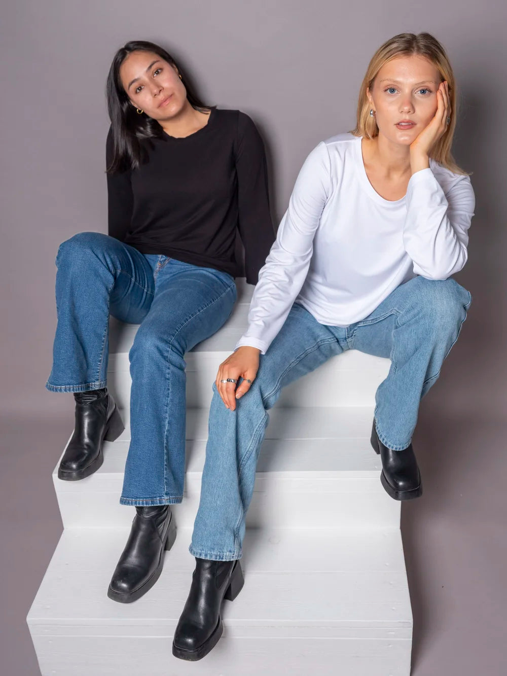 Classic Crewneck Pitkähihainen T-Paita - Black