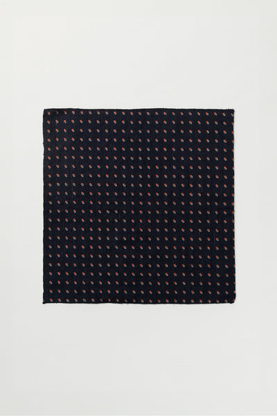 Silk Jacquard Pocket Square - Navy