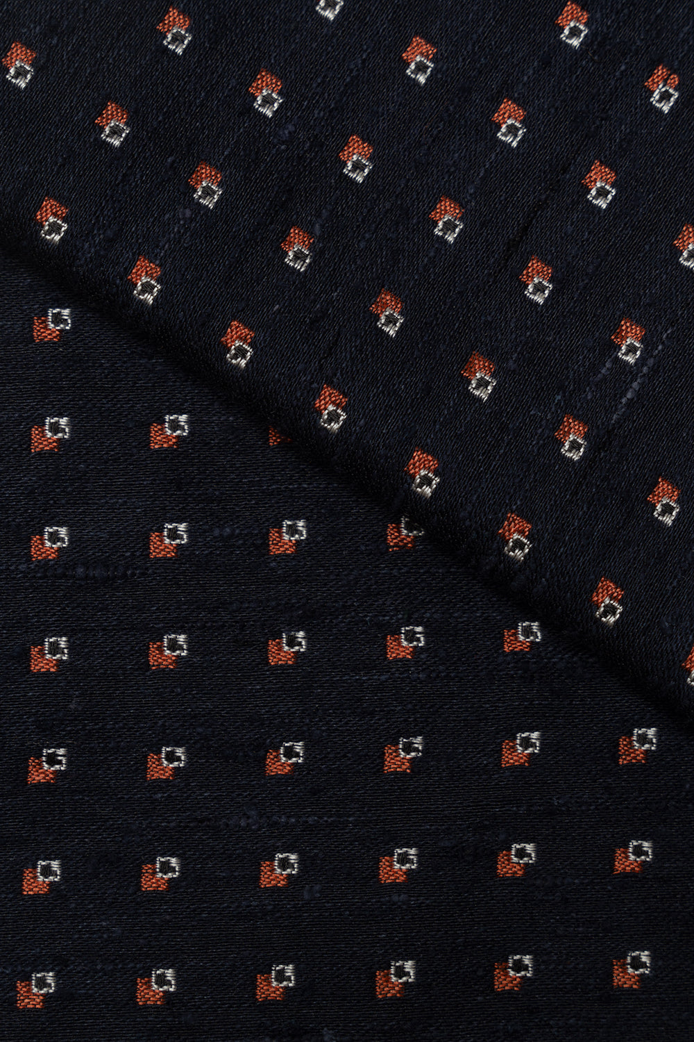 Silk Jacquard Pocket Square - Navy