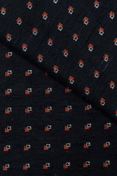 Silk Jacquard Pocket Square - Navy