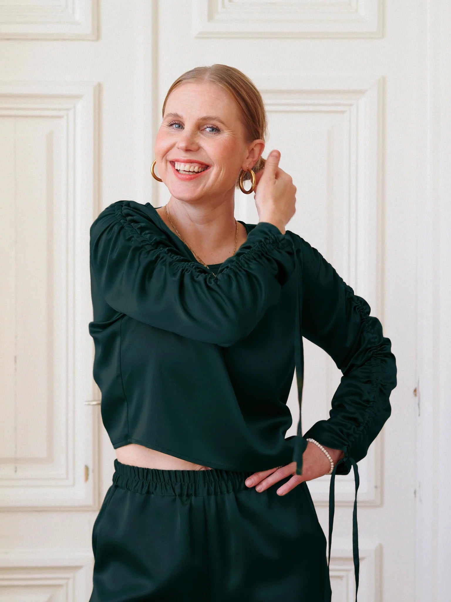 Cosmos Blouse - Emerald Green