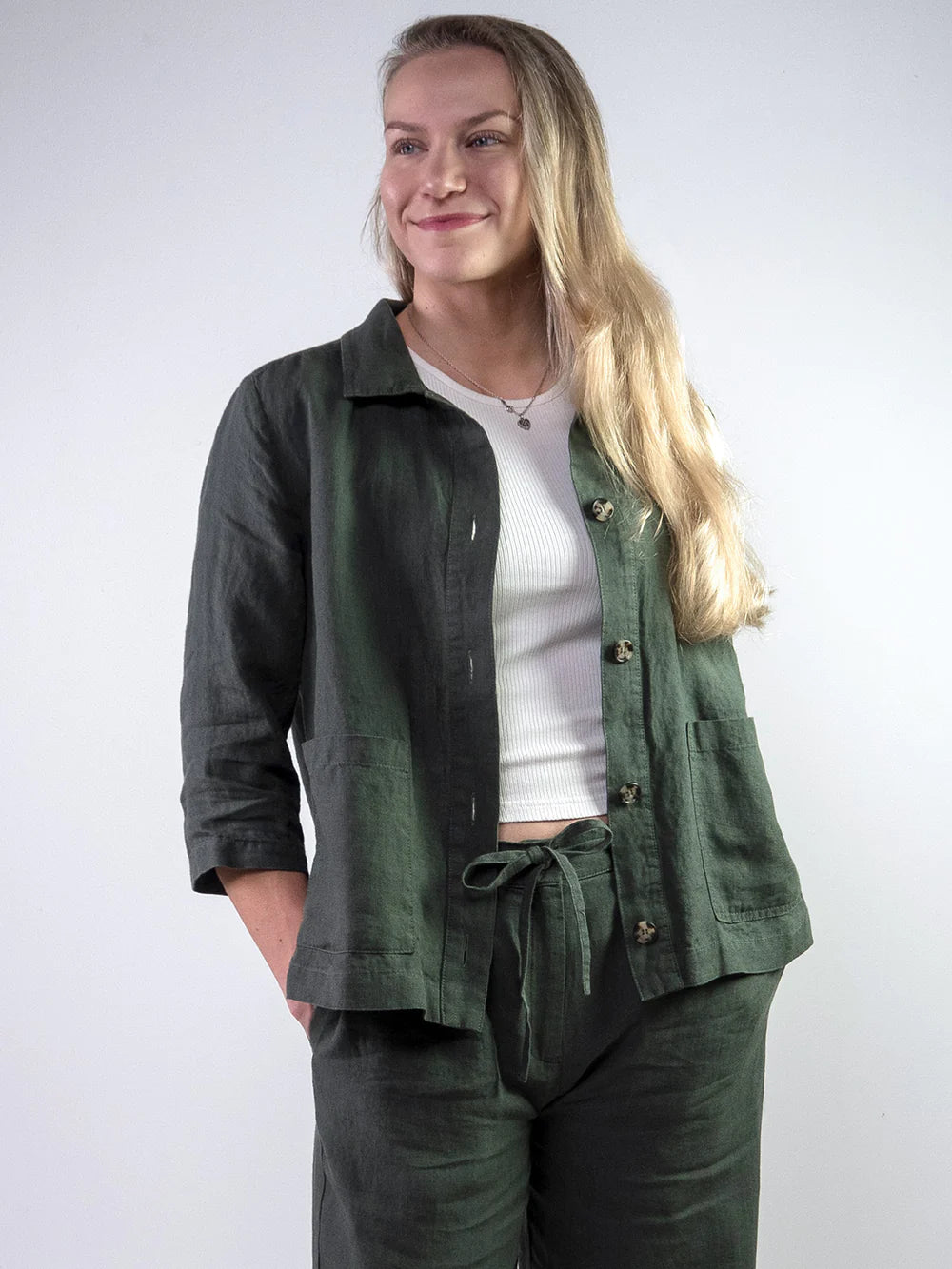 ELSA Pellavajakku - Tummanvihreä