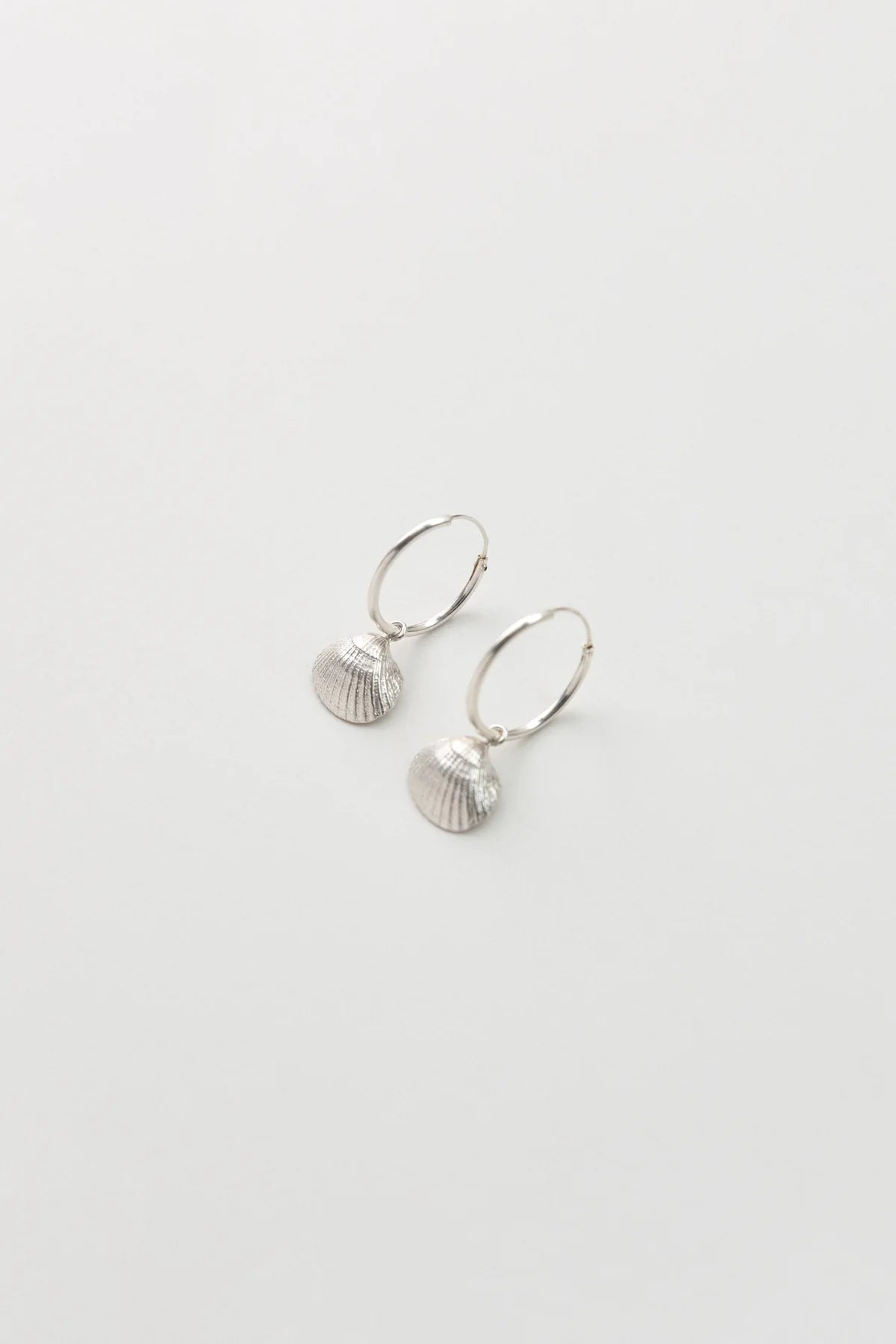 Seashell Hoop Earrings - Silver