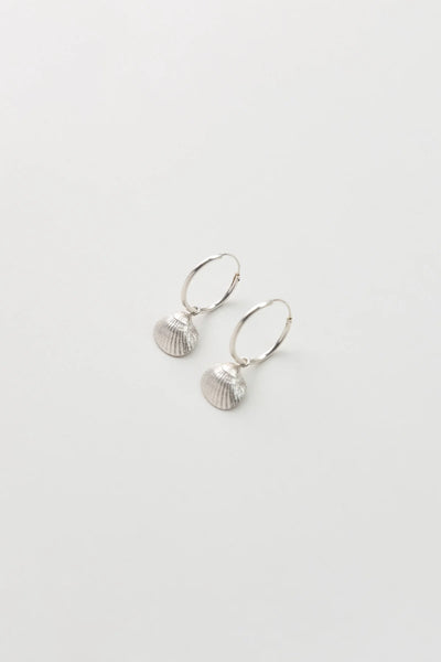 Seashell Hoop Earrings - Silver