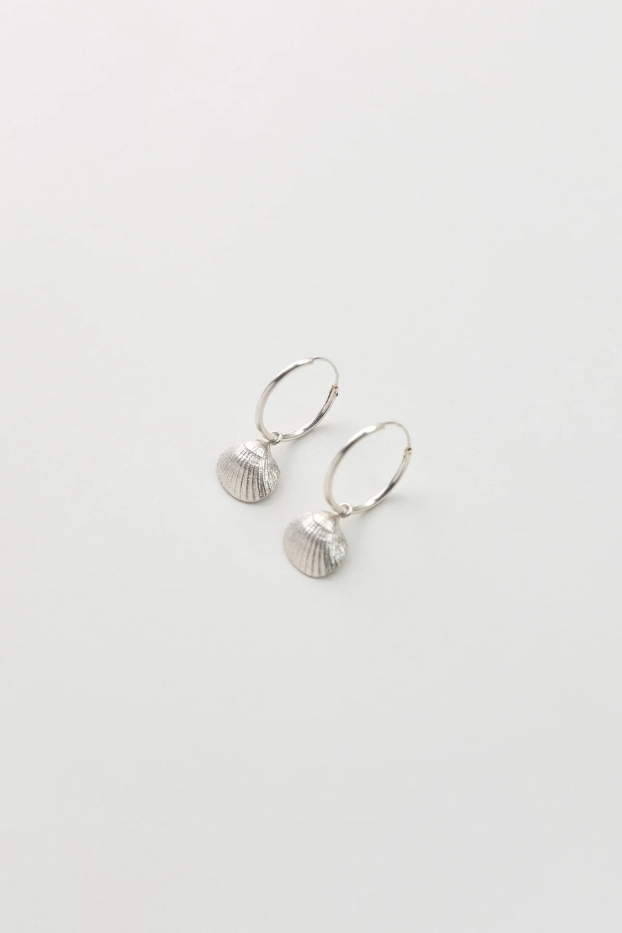 Seashell Hoop Earrings - Silver