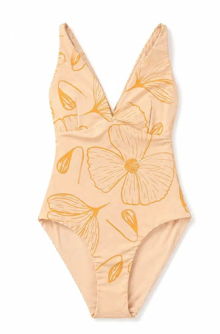 Floral Reversible Swimsuit - Yellow