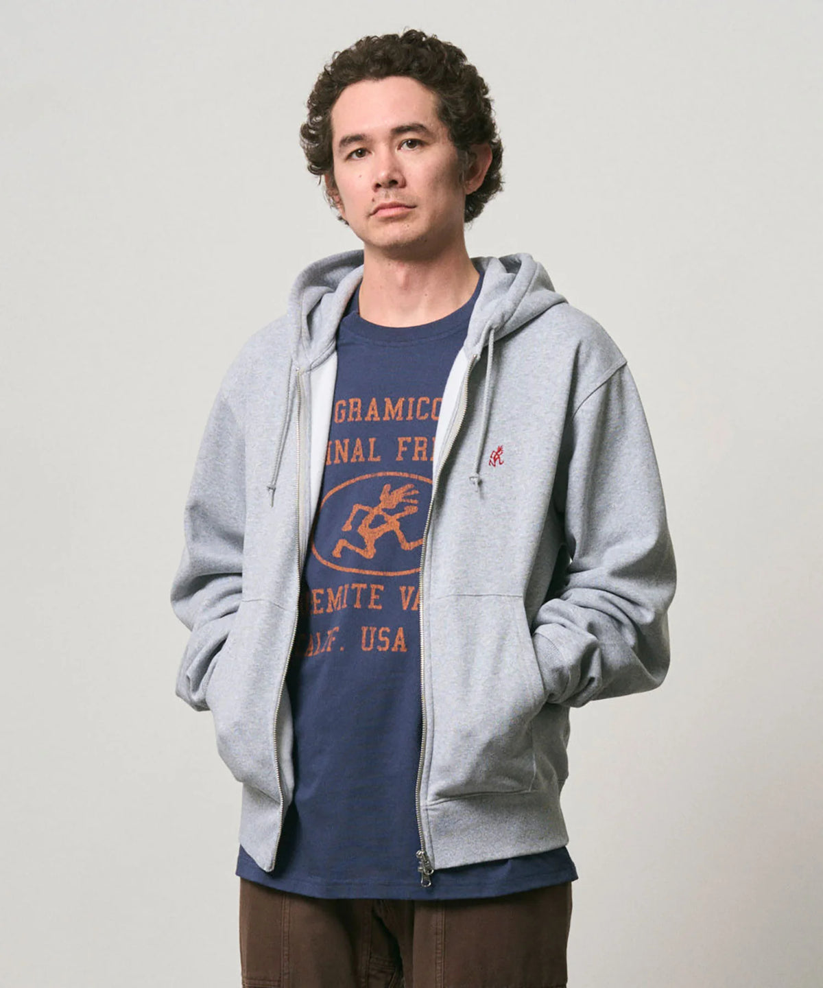 Gramicci One Point Zip Hooded Sweatshirt Grey Heather
