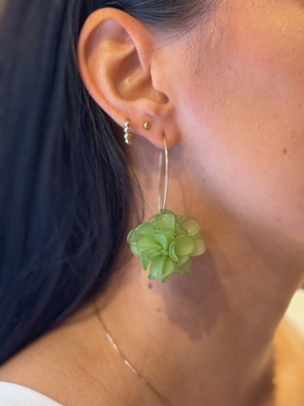 Kukkapallo Korvakorut - Vihreä/Kulta