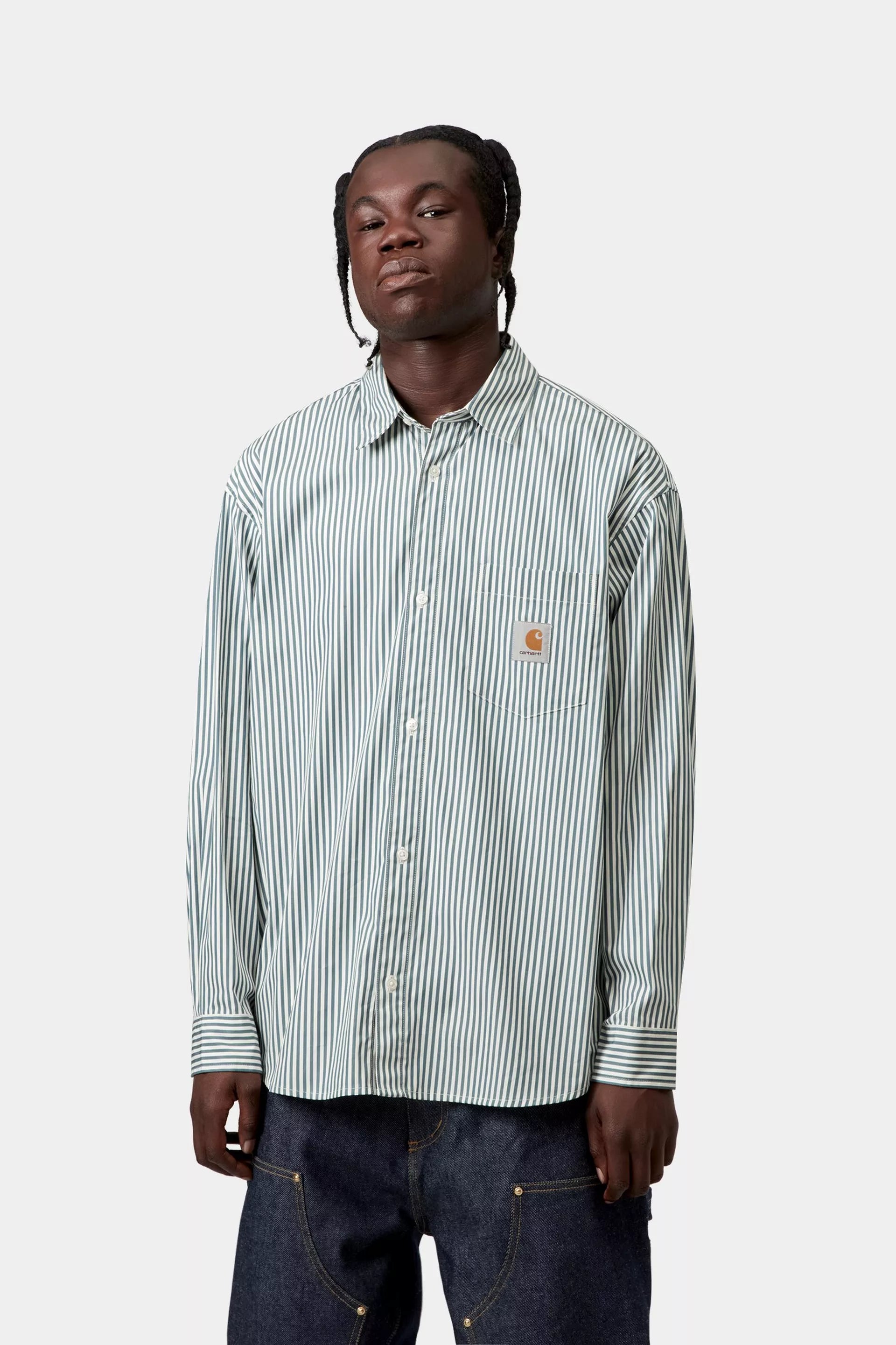 L/S Daldry Shirt - Daldry Stripe Office Blue / Wax