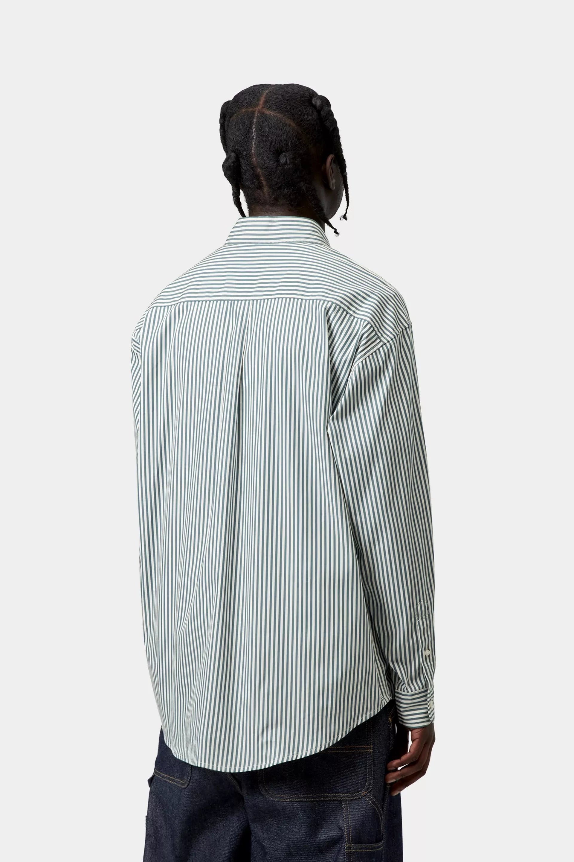 L/S Daldry Shirt - Daldry Stripe Office Blue / Wax