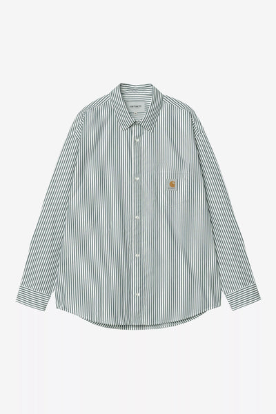 L/S Daldry Shirt - Daldry Stripe Office Blue / Wax