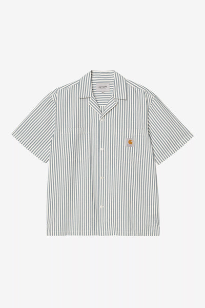 S/S Leavel Shirt - Leavel stripe, Blue River / Wax
