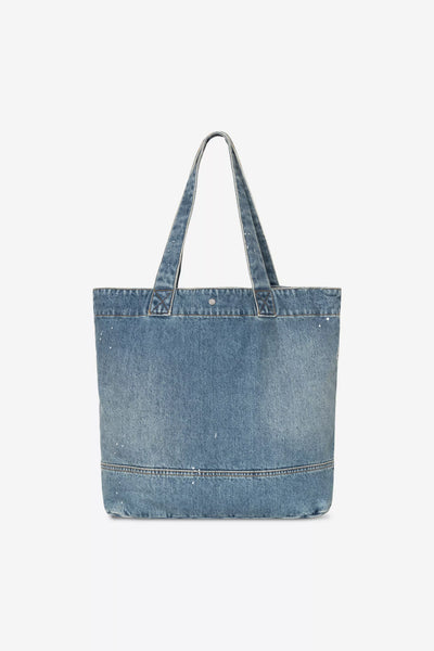 Denim Tote - Blue destroy wash, splatter