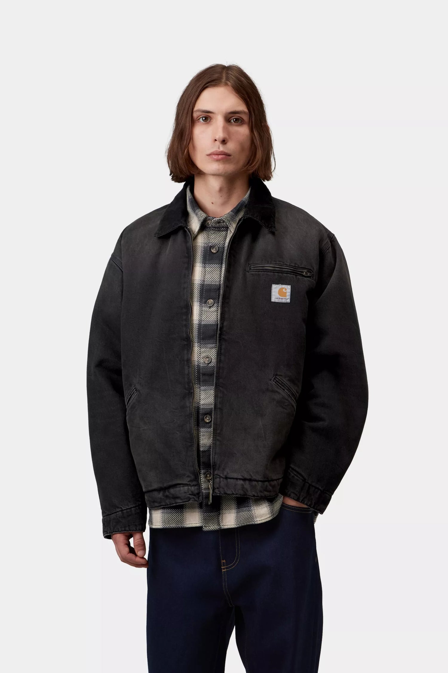 OG Detroit Jacket - Black / Black tobacco used wash