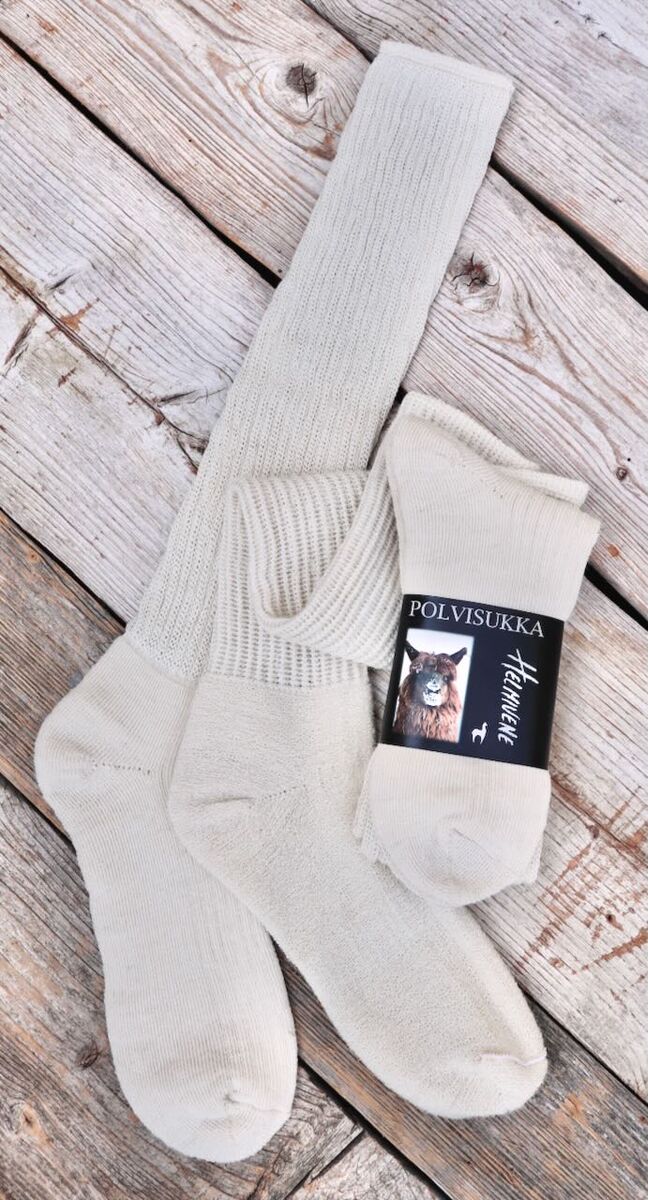 Alpakka Polvisukat - Vaalea