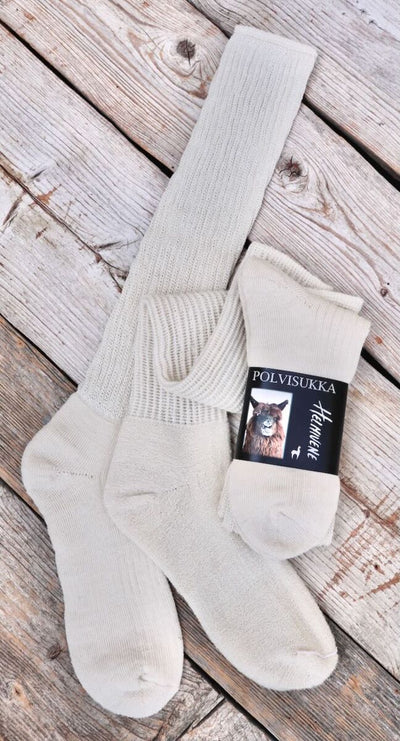 Alpakka Polvisukat - Vaalea