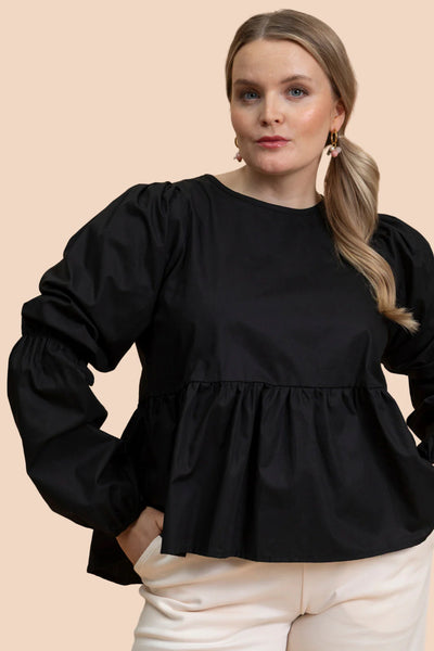 Double Puff Blouse - Black