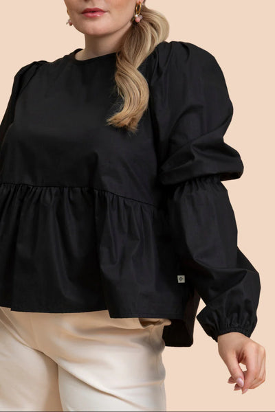 Double Puff Blouse - Black