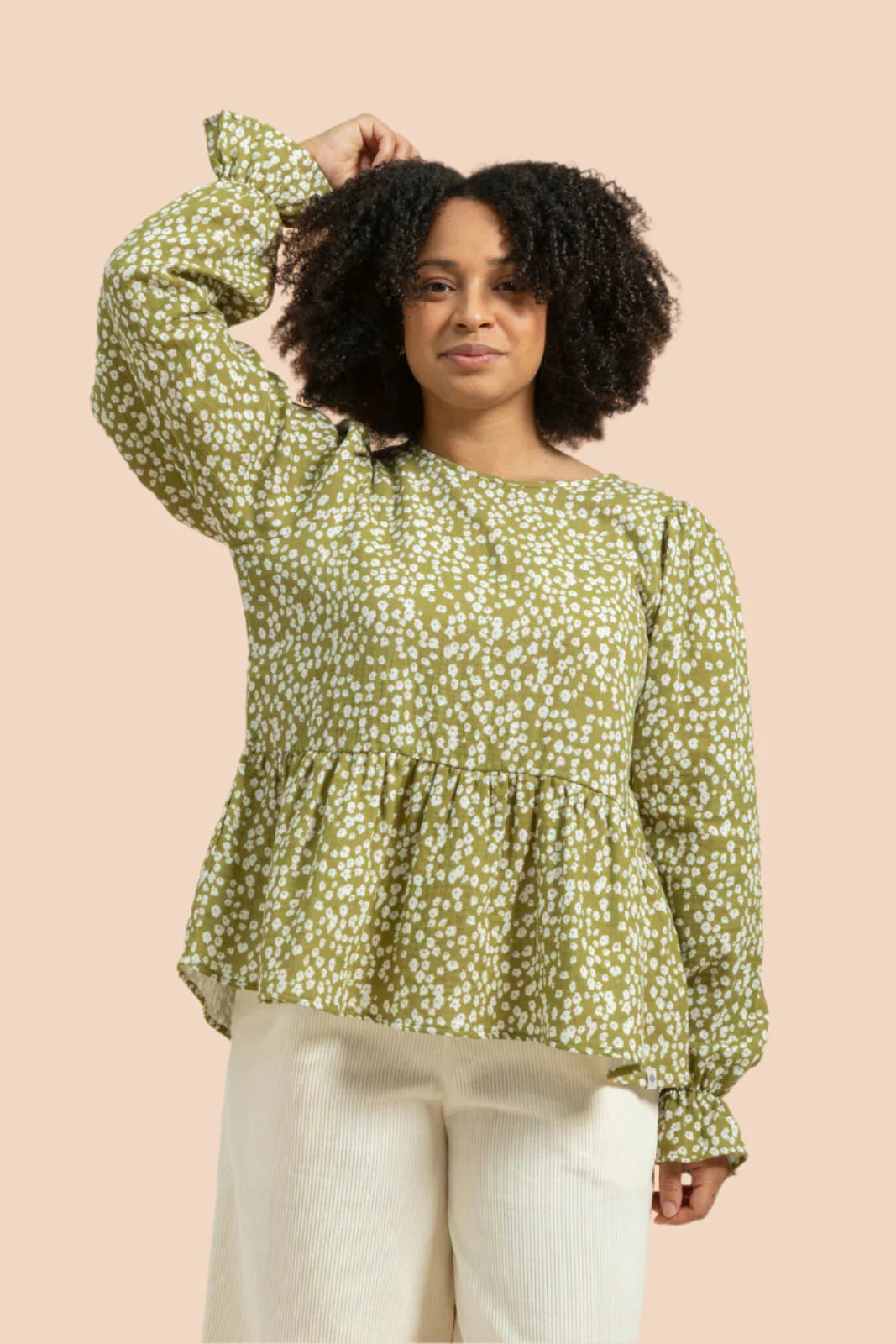Flounce Blouse - Flora Olive