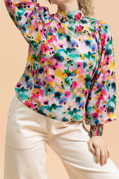 Puff Blouse - Aquarelle Bloom