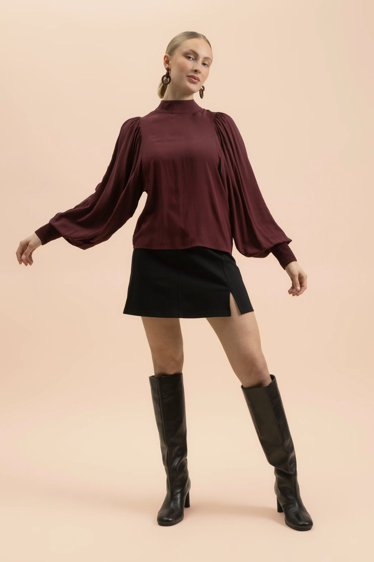 Puff Blouse - Merlot