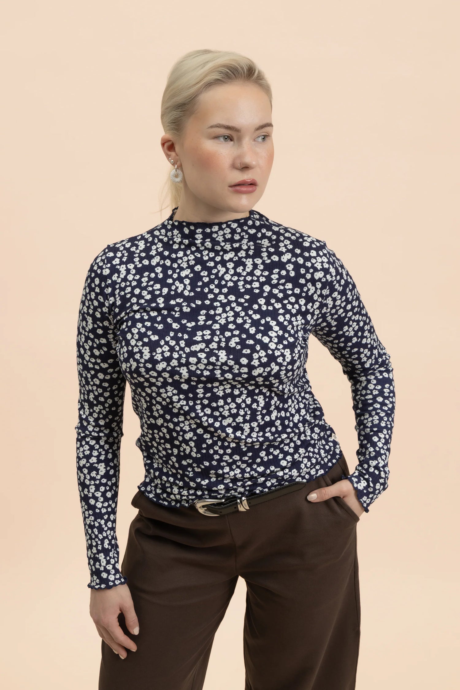 Rib Turtleneck - Flora Navy