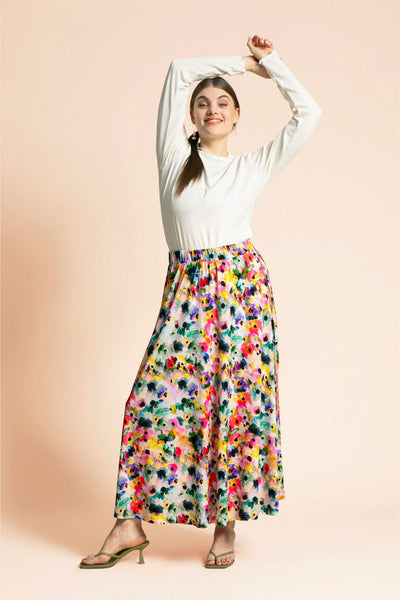 Soft Midi Skirt - Aquarelle Bloom