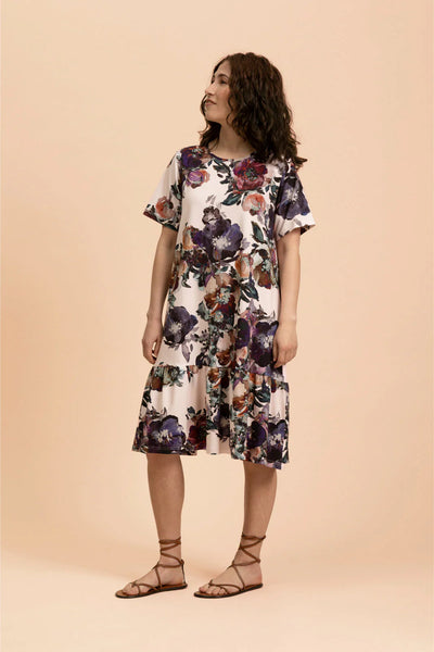 Ruffle T-shirt Dress - Roses