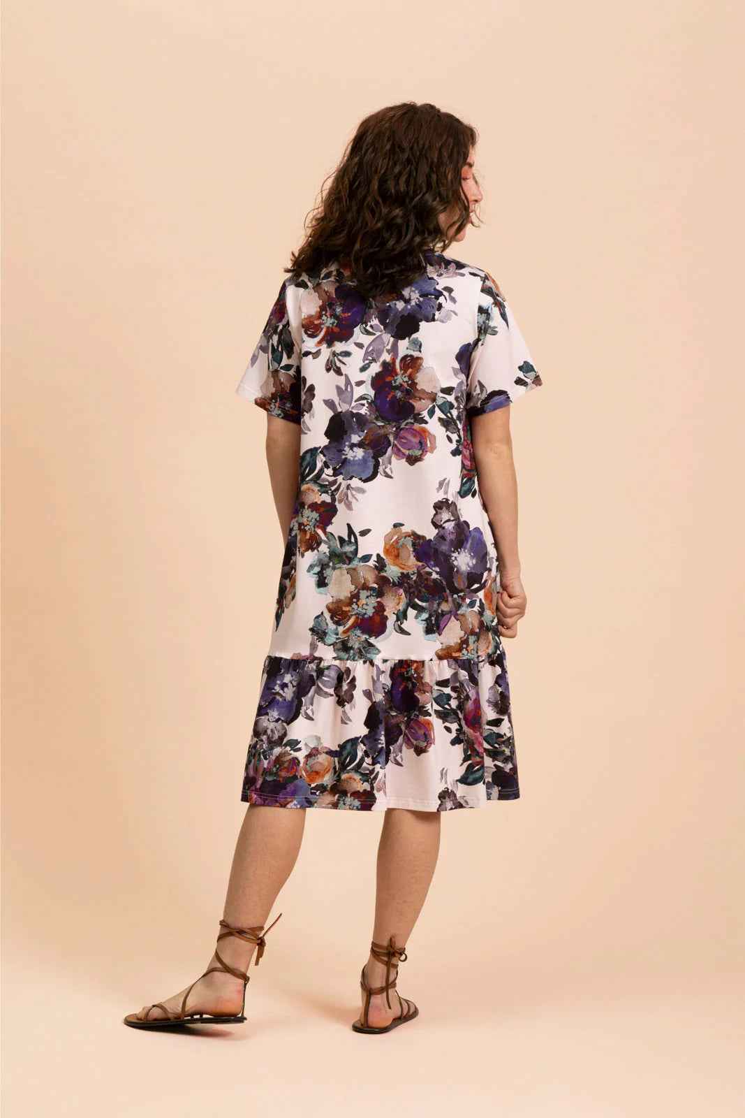 Ruffle T-shirt Dress - Roses