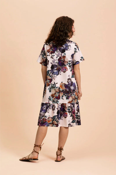 Ruffle T-shirt Dress - Roses