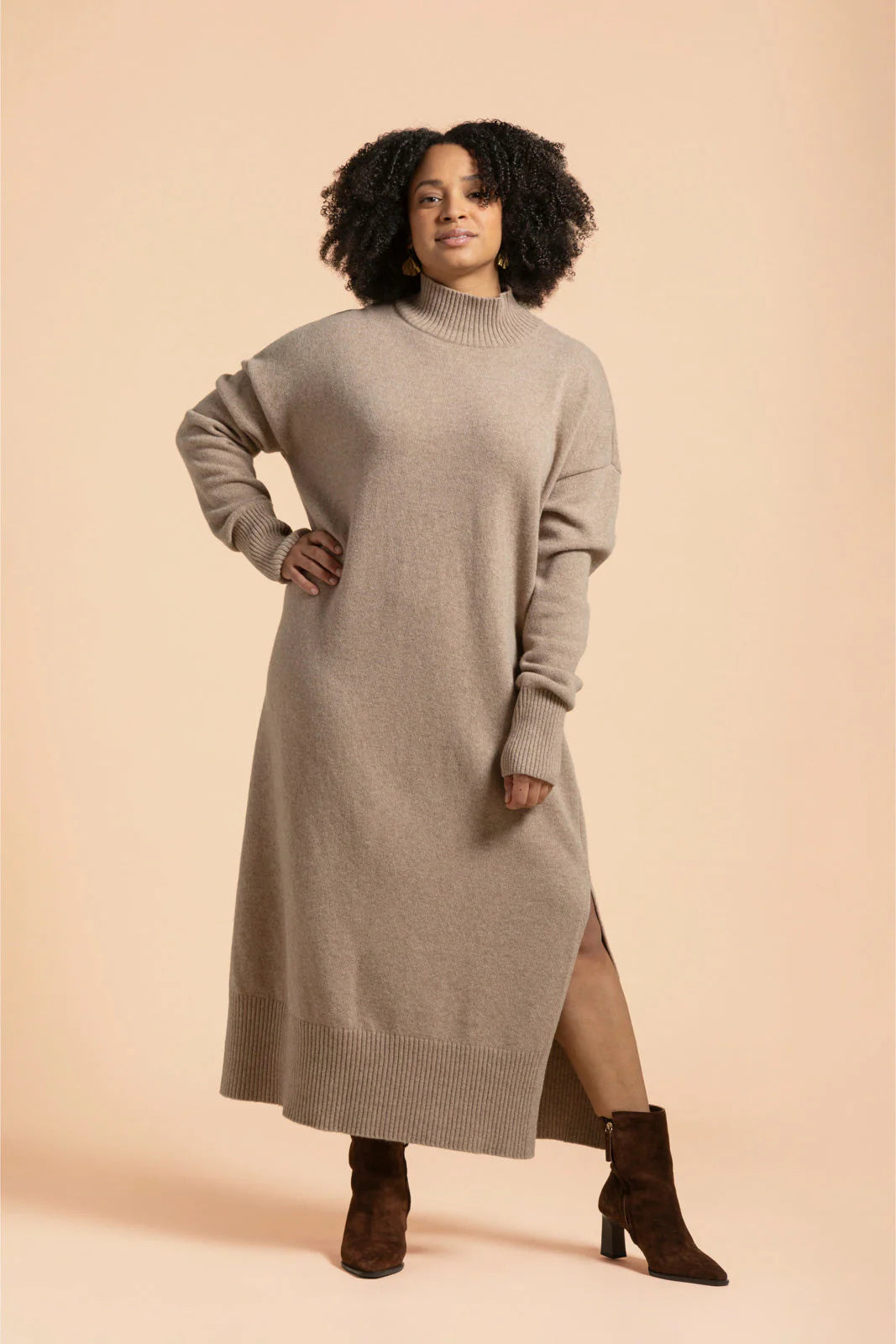 Wool Midi Dress - Oyster