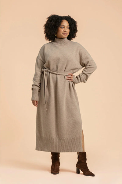 Wool Midi Dress - Oyster