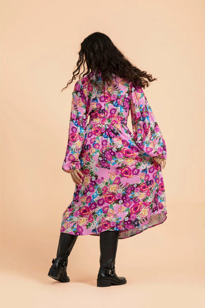 Wrap Midi Dress - Pink Marigold